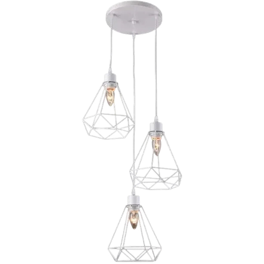 Lustra Forma Diamant, STRUKTUR, 3xE27, Alb, Metal