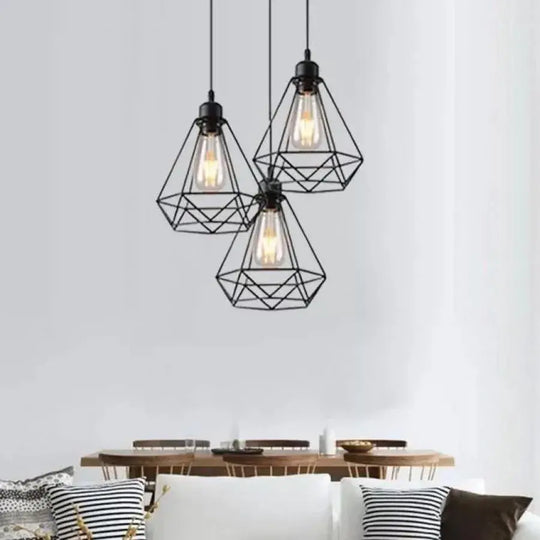 Lustra Forma Diamant, STRUKTUR, 3xE27, Negru, Metal Lustre Industrial Default Title Alessandro Design