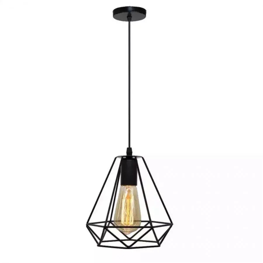 Lustra Forma Diamant, STRUKTUR, 1xE27, Negru, Metal