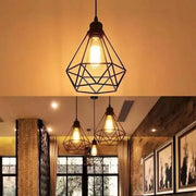 Lustra Forma Diamant, STRUKTUR, 1xE27, Negru, Metal