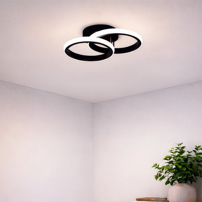 Lustra LED VERTEX CIRCULA 21W, 2 Cercuri, Rame Metalice, lLumina Rece/Calda/Neutra 3000K/4000K/6000K, Negru, Metal