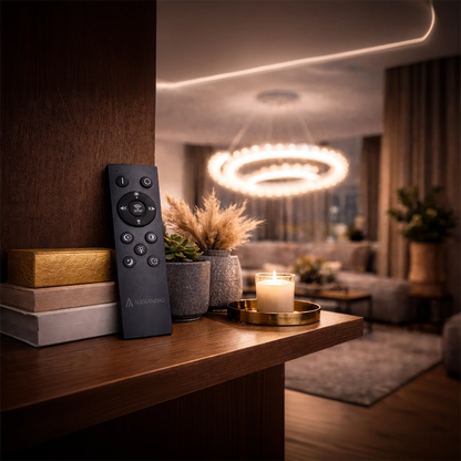 Lustra LED cu Telecomanda  LT188WH, Cristal si Metal, 40W, Dimabila, Inaltime Reglabila, Lumina Rece/Calda/Neutra, Iluminat Luxos