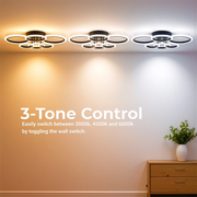 Lustra LED cu telecomanda BETTY 82W, 6 Cercuri, lumina Rece/Calda/Neutra, Dimabila, Negru