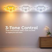 Lustra LED cu telecomanda ELLA 119W, 6 Patrate, lumina Rece/Calda/Neutra, Dimabila, Alb