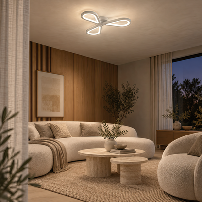 Lustra LED AURALIUS 18W, 3 Petale, lumina Neutra,  4000K, Alb