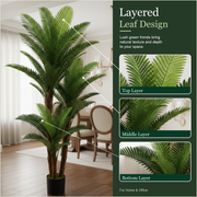 Planta Artificială Copac Tip Palmier, 3 Brate, 190 cm, Verde, cu Ghiveci