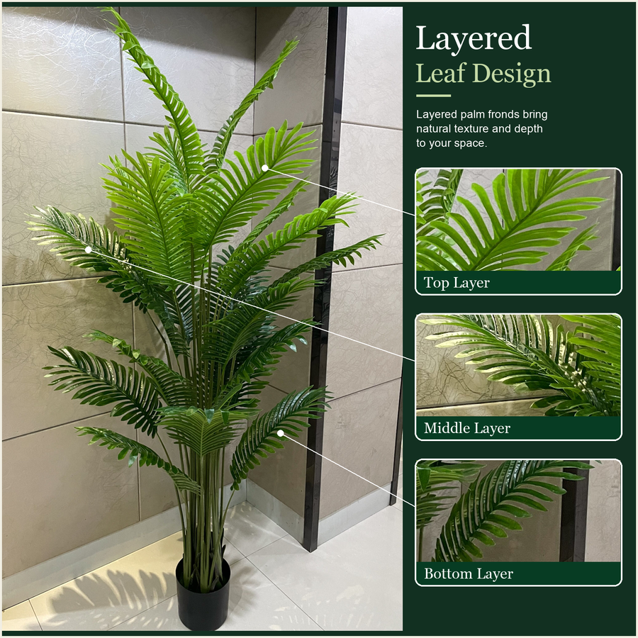Plantă Artificială Tip Palmier Areca, 25 frunze, 190 cm, Verde