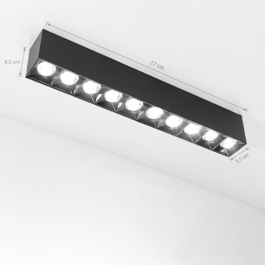 Proiector LED Liniar Aplicat Grilă 15W, Lumina Neutra 4000K, 10 surse, 27 x 3.5 x 6.5 cm