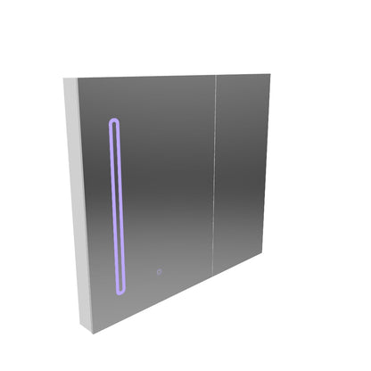 Oglinda LED cu Dulap PLANO 80x70 cm Alb  Senzor Touch si Depozitare