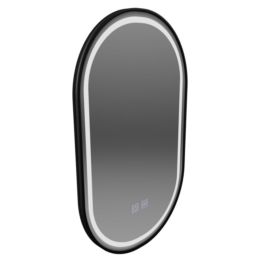 Oglinda LED Ovala 60x100cm VETRO Touch Sistem Dezaburire Dimabila, Rama Neagra