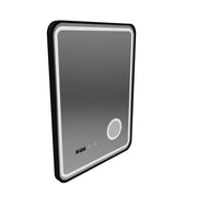 Oglinda LED Touch Ulrich Sistem Dezaburire, Ceas si Temperatura 60x80 cm Rama Negru Brushed Lupa Cosmetica