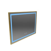 Oglinda LED RAYNA Touch, 80x60 cm, functie Dezaburire, Rama Auriu Brushed