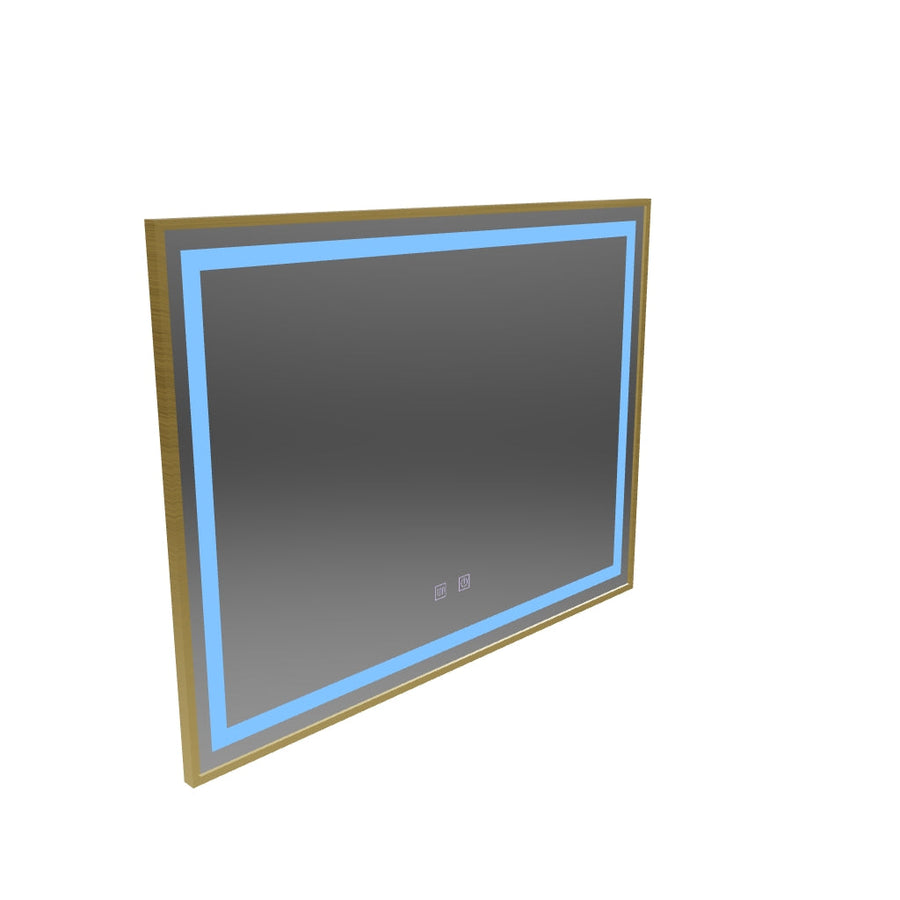 Oglinda LED RAYNA Touch, 80x60 cm, functie Dezaburire, Rama Auriu Brushed