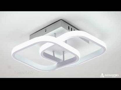 Lustra LED VERTEX Matrix Romburi Suprapuse, Rame Metalice, 11W, 2 Romburi, Lumina Rece/Calda/Neutra, Alb