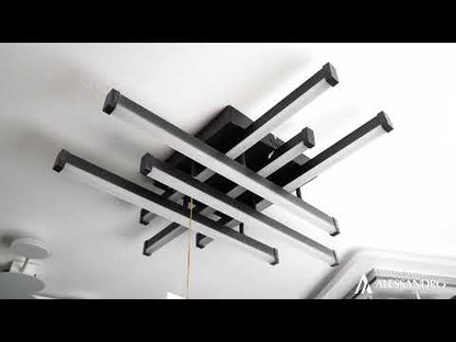 Lustra LED cu Telecomanda LINEX, 81W, 6 Elemente, Liniara, lumina Rece/Calda/Neutra, Dimabila, Negru