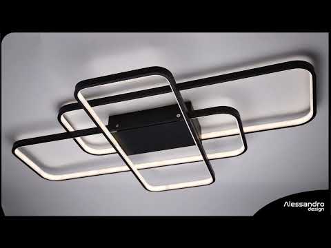 Lustra LED IANUSIS cu telecomanda 95W, 3 Elemente, lumina Rece/Calda/Neutra, Dimabila, Negru