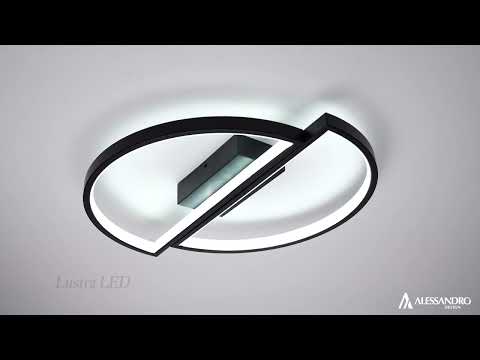 Lustra LED cu telecomanda VECTOR ARCUS 35W, 2 Elemente, lumina Rece/Calda/Neutra, Dimabila, Negru