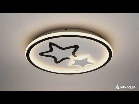 Lustra LED cu telecomanda EMELIANA 57W,  Stea, lumina Rece/Calda/Neutra, Dimabila, Negru