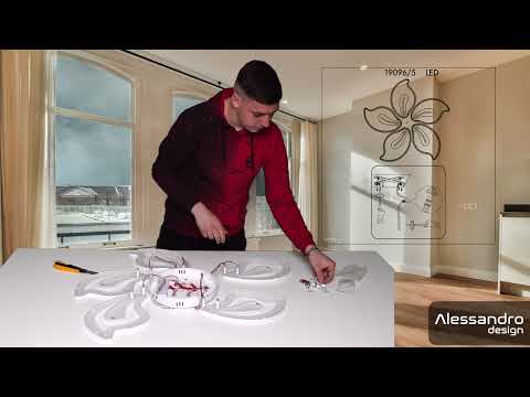 Lustra LED cu telecomanda GLORIOSA 95W, 5 Petale, lumina Rece/Calda/Neutra, Dimabila, Alb