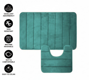 Covorase de Baie, 80x50 cm / 50x40 cm, Verde, Antiderapant, Absorbant, Set 2 bucati