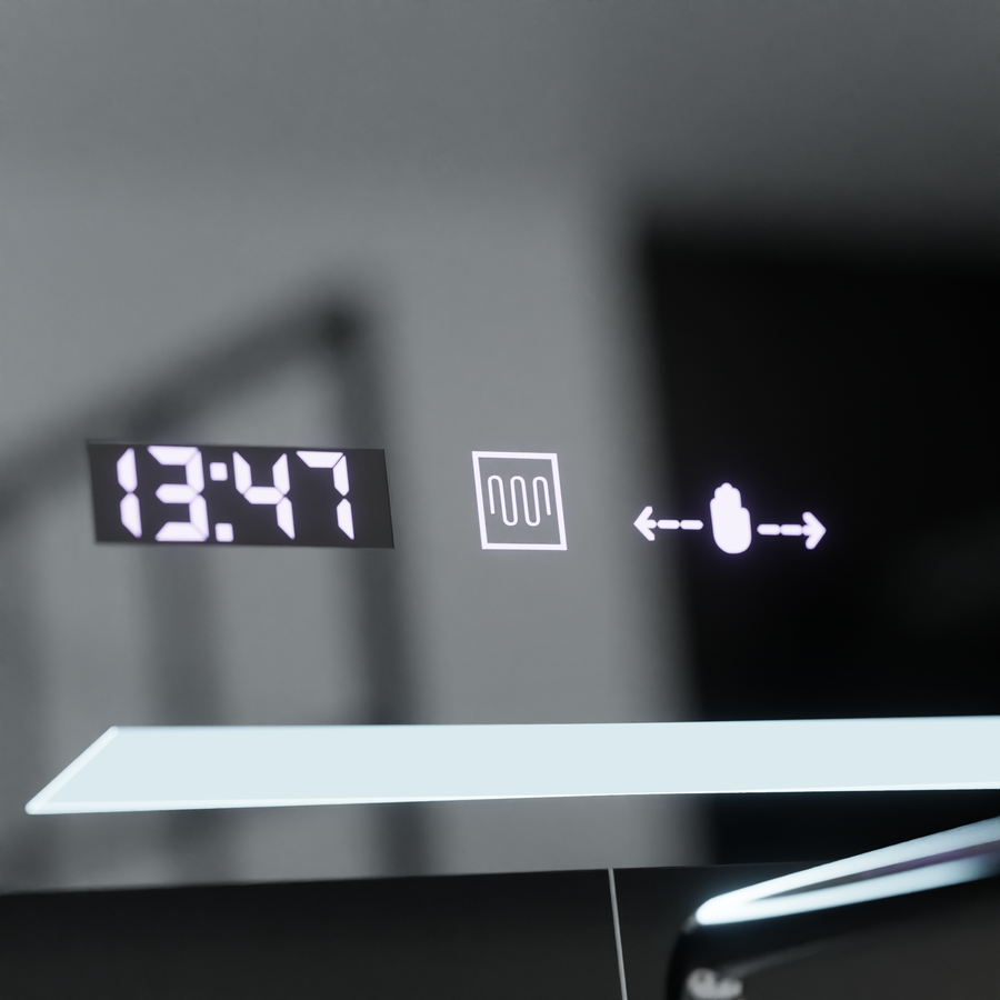 Oglinda LED Rectangulara, 60x80cm, Rayonnement MotionGlow Marcello, Sistem Dezaburire, Ceas & Termometru, Dimabila