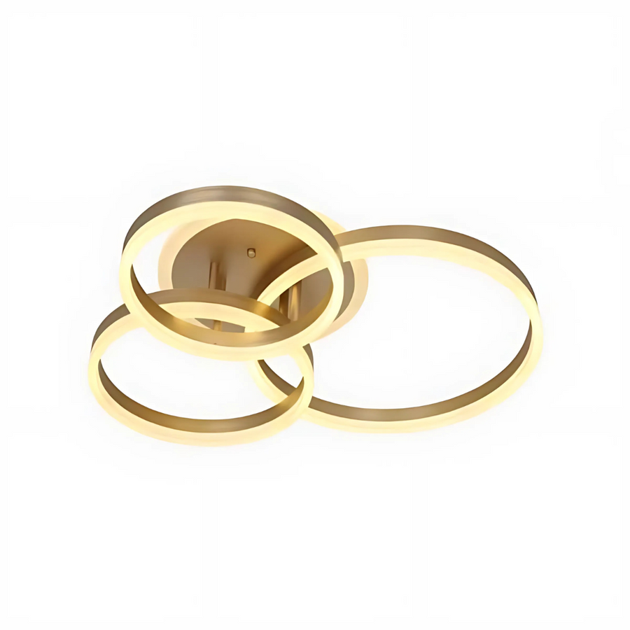 Lustra LED cu telecomanda RIGA LILITH 94W, 3 Cercuri, lumina Rece/Calda/Neutra, Dimabila, Auriu Lucios