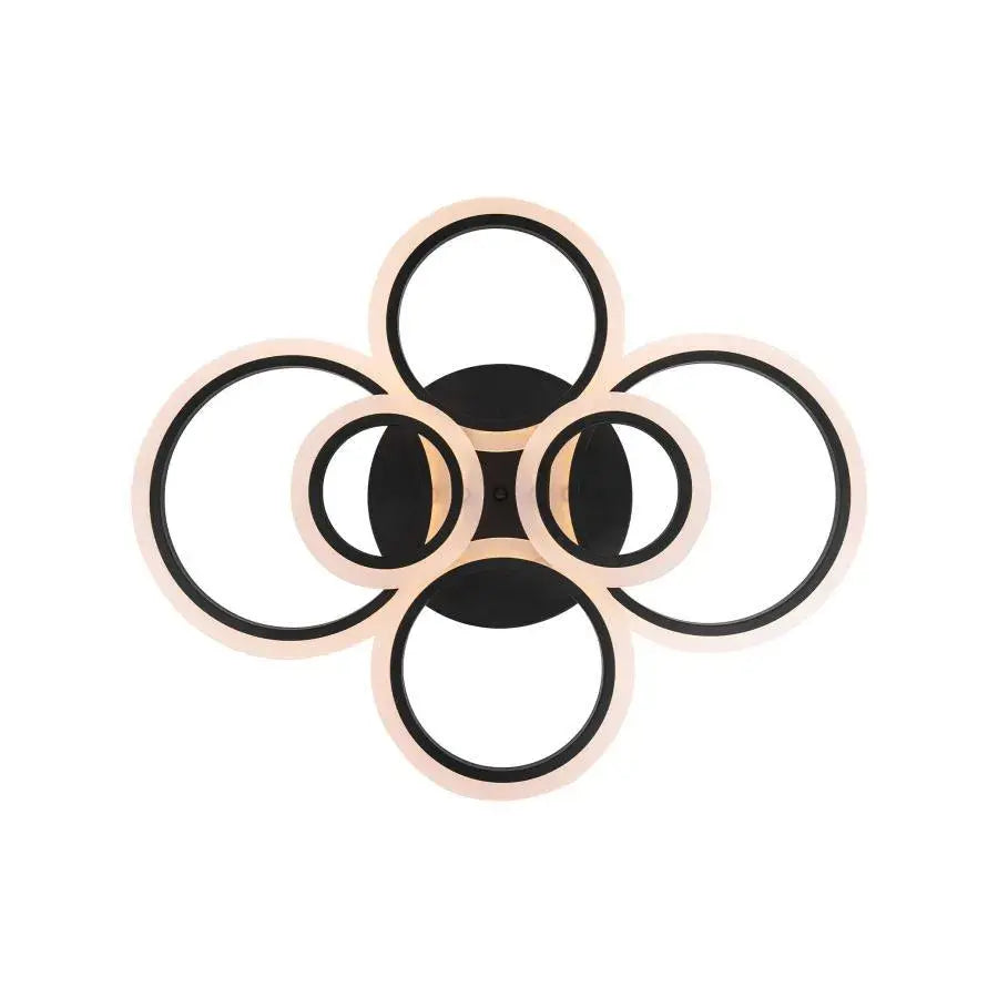 Lustra LED cu telecomanda BETTY 82W, 6 Cercuri, lumina Rece/Calda/Neutra, Dimabila, Negru