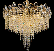 Candelabru Cristal BLOSSOM Magno,8xE14, 60cm, Auriu Lucios, Inaltime Reglabila, Metal si Cristal