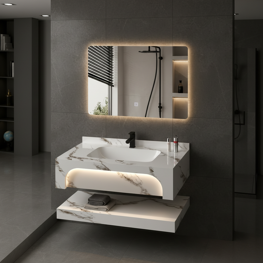 Set Mobilier VELIN pentru Baie, 60cm, 3 Piese, Alb