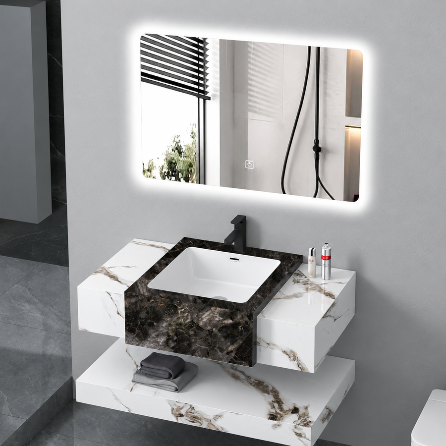 Set Mobilier VANTA pentru Baie, 80cm, 3 Piese, Alb