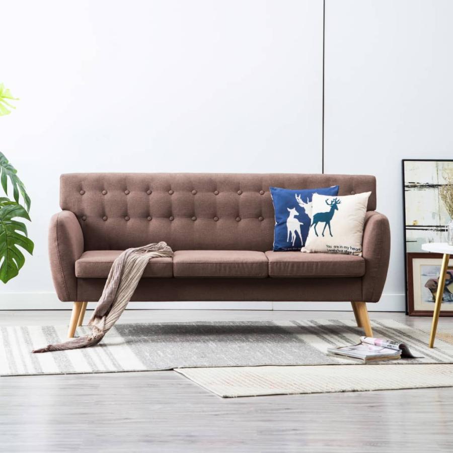 Canapea cu 3 locuri, material textil, 172 x 70 x 82 cm, maro