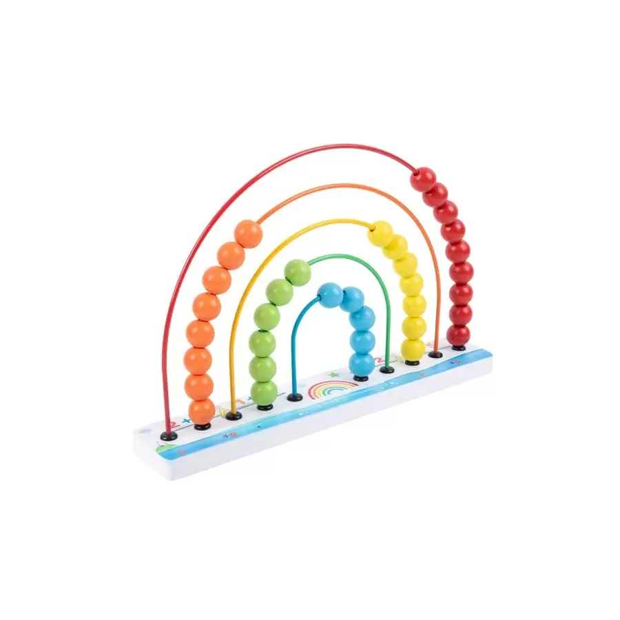 Abac Montessori din Lemn Curcubeu pentru Bebe Sunny Rainbow