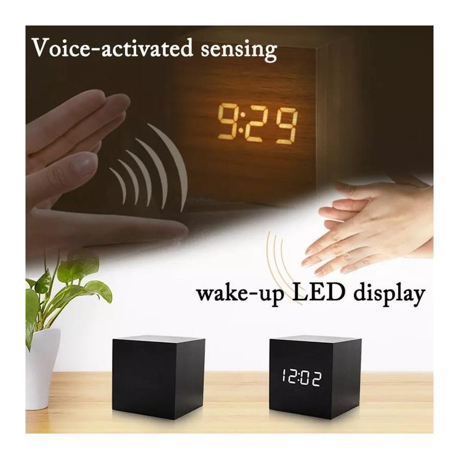 Ceas Electronic cu Alarmă, Afișaj LED, Negru cu Afișaj Alb/Verde/Roșu - Negru-alb