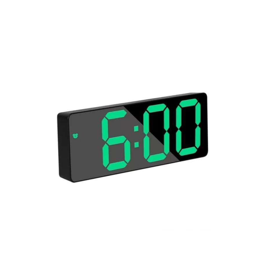 Ceas LED Negru cu Afișaj Digital Verde, Termometru, Data, Alarma