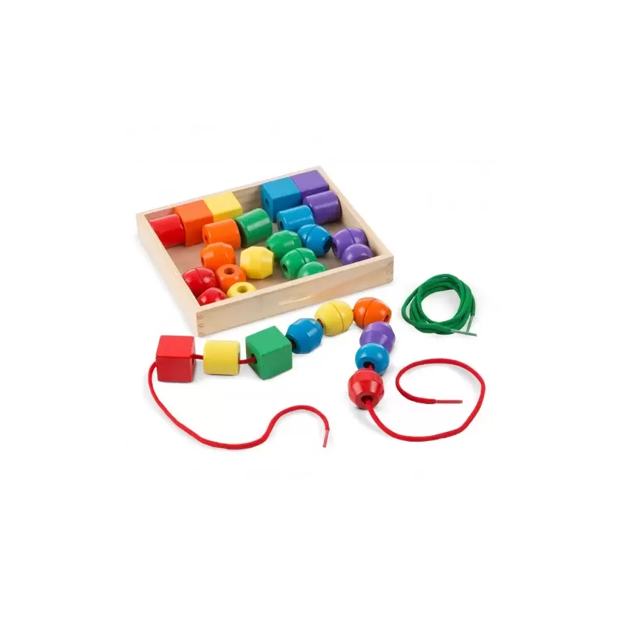 Joc Snuruit din Lemn Primary Lacing Beads Rainbow