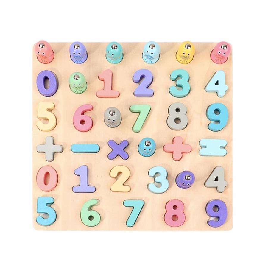 Jucărie tip Tablă  Educativă cu Cifre si Peștișori Multicolori, 36 Piese, Lemn