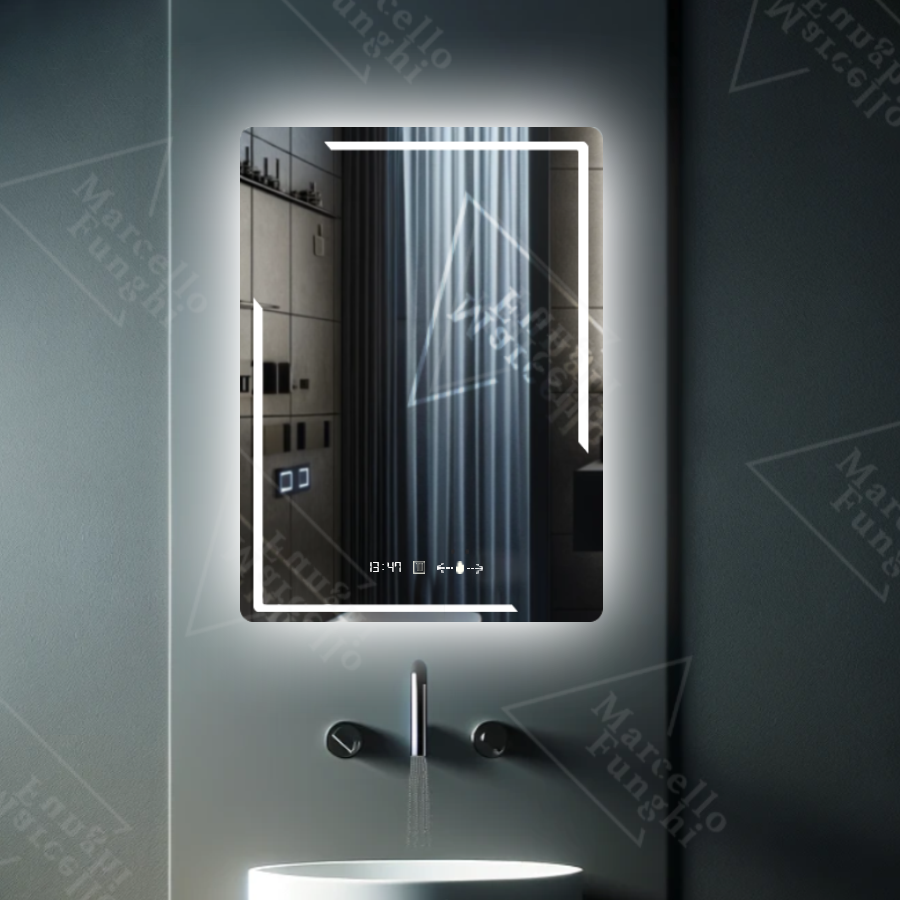 Oglinda LED Touch Elliott Senzor Sistem Dezaburire Ceas Temperatura 60x80 cm Colectia Marcello Funghi