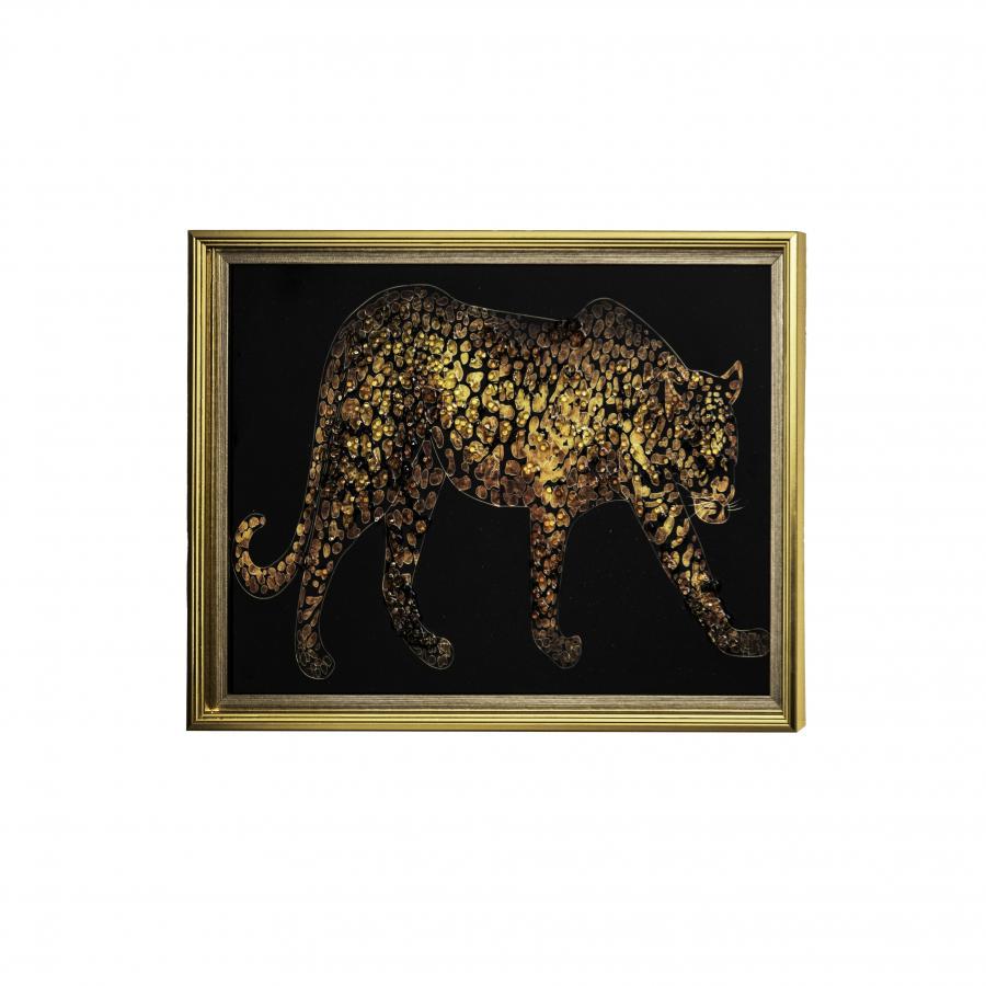 Tablou Tigru, 82x62 cm / 43x33 cm, Ramă Bronz/Ramă Aurie - Bronz, 82*62 cm