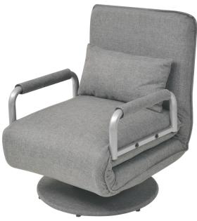Scaun pivotant și canapea extensibilă, gri deschis, textil