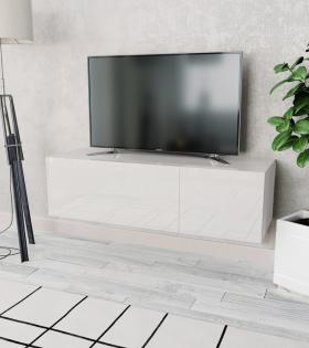 Comodă TV, alb extralucios, 120x40x34 cm, PAL