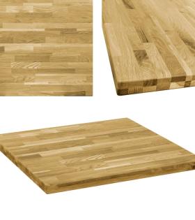 Blat de masă, lemn masiv de stejar, pătrat, 44 mm, 80x80 cm
