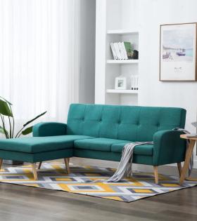 Canapea în formă de L, verde, 186x136x79 cm, tapițerie textilă