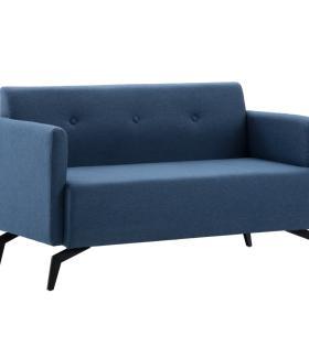 Canapea 2 locuri albastru 115x60x67cm tapițerie material textil