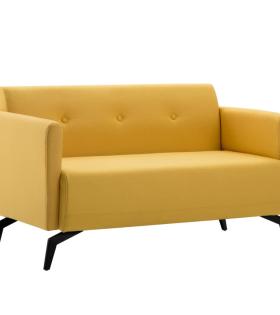 Canapea 2 locuri tapițerie material textil 115x60x67 cm, galben