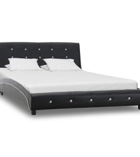 Cadru de pat, negru, 120 x 200 cm, piele ecologică