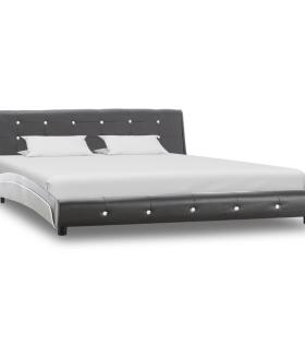 Cadru de pat, gri, 160 x 200 cm, piele ecologică