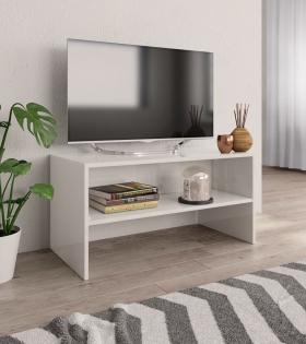 Comodă TV, alb extralucios, 80x40x40 cm, PAL