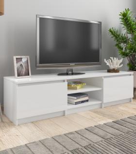 Comodă TV, alb extralucios, 140 x 40 x 35,5 cm, PAL