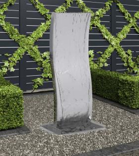 Fântână de grădină cu pompă, 90 cm, oțel inoxidabil, curbat