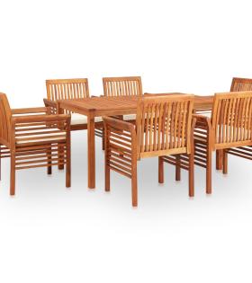 Set mobilier de exterior cu perne 7 piese lemn masiv de acacia